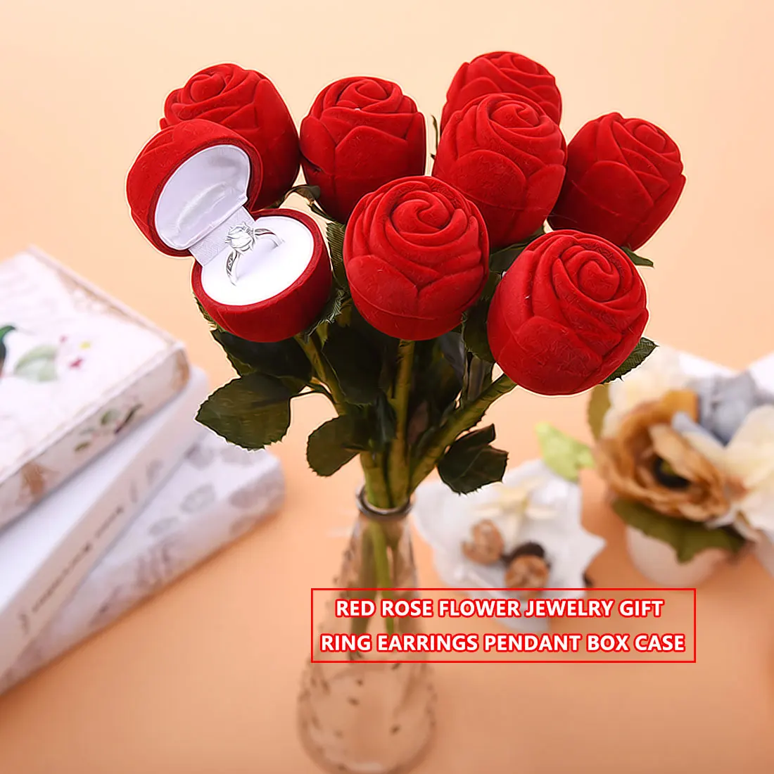 Полезная красная роза, свадебное украшение, креативное предложение, кольцо, шкатулка для ювелирных изделий, хранение колец и сережек, органайзер для ювелирных изделий, Подарочный чехол