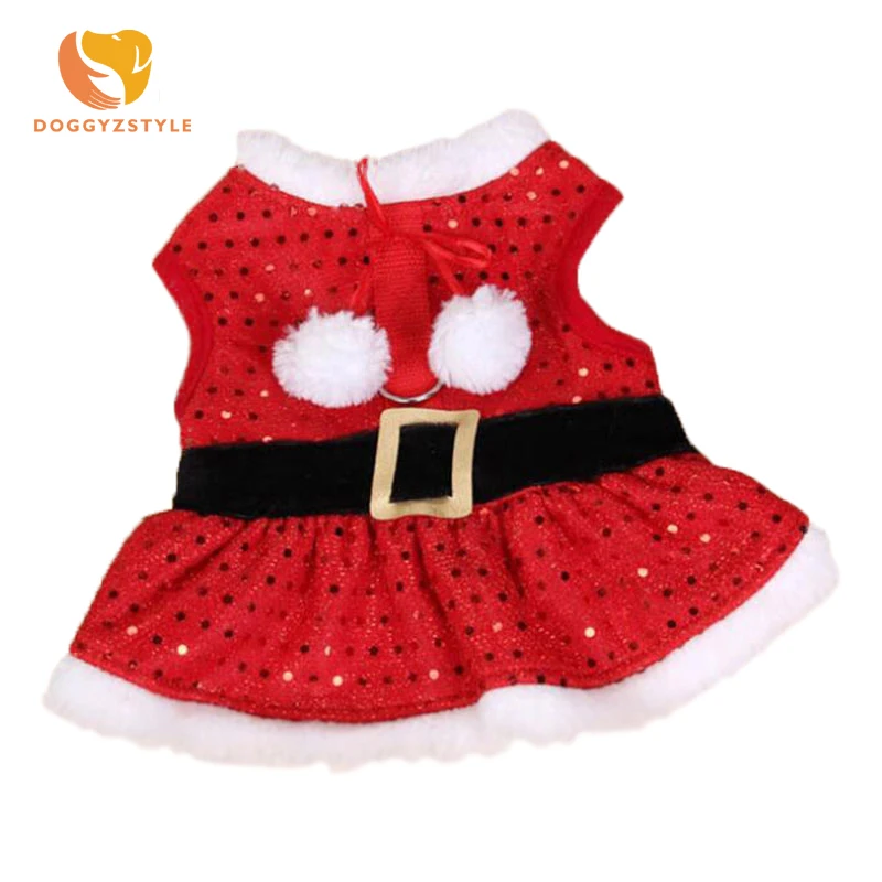 Cute Christmas Dog Dress Autumn Winter Warm Polyester Pet Vest Skirt Puppy Cat Dresses Pets Apparel For Small Medium Dogs | Дом и сад