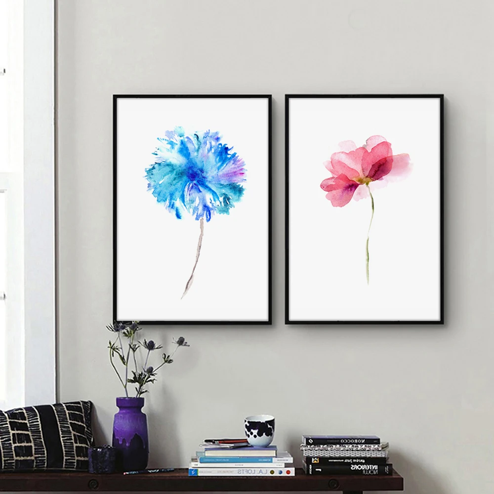 Modern-Watercolor-Beautiful-Plant-Floral-Flower-Rose-A4-Canvas-Art-Print-Nordic-Posters-Wall-Picture-Home