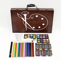 New product Good combination 8 gifts wooden packed with watercolor pencil Oily crayon watercolor brush as a gift for children