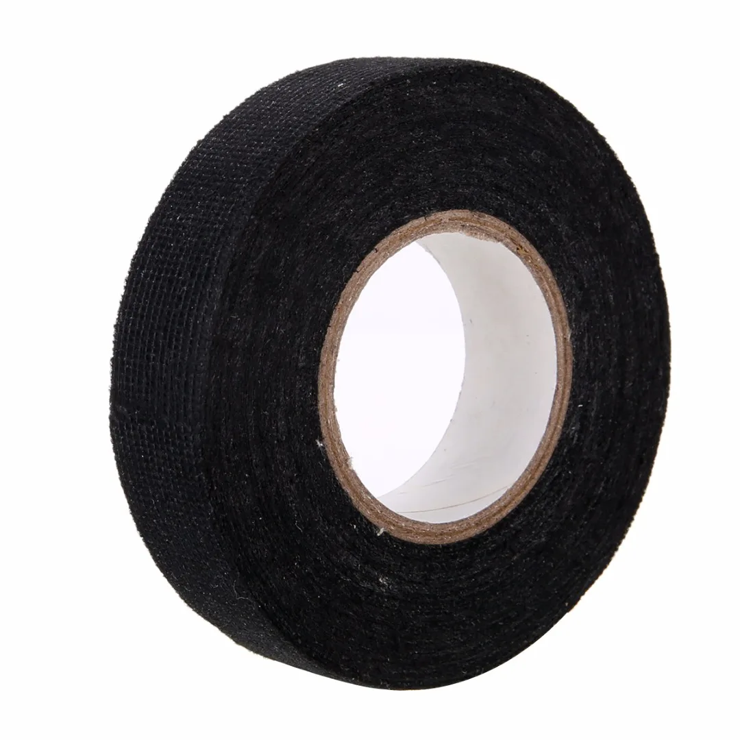 1pc Black Adhesive Cable Protection Fabric Tape Looms Wiring Harness Cloth 19mm x 15m