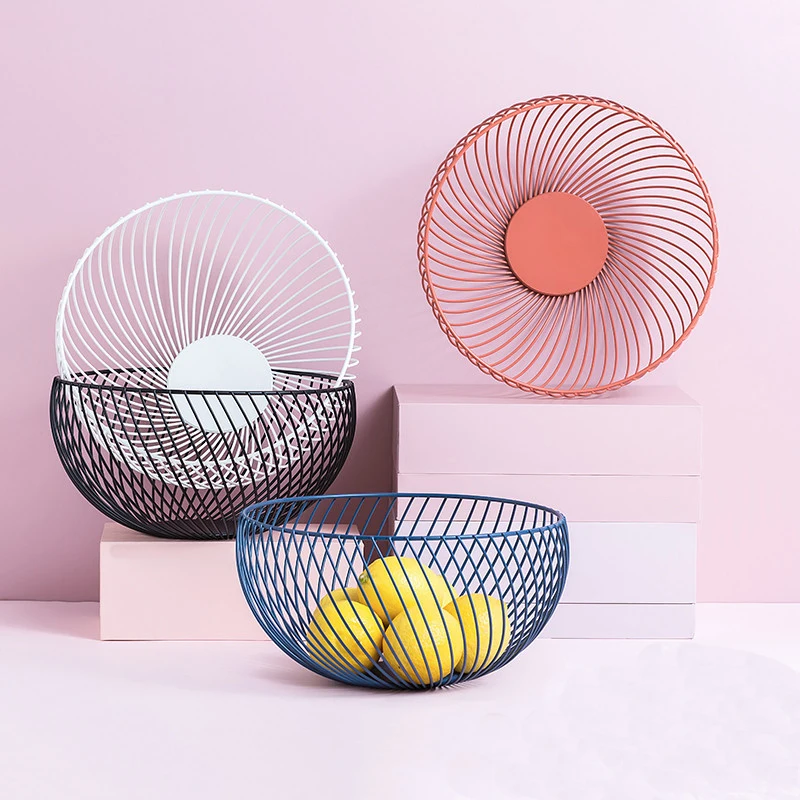 

Multifunction Living Room Fruit Basket Creative Iron Snack Tray Colorful Oversize Fruit Bowl Bird Nest Basket Kitchenware 1pcs