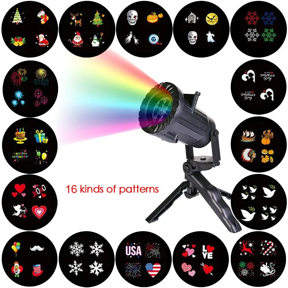 

16 PCs RF Wireless Remote Control LED Projection Lamp Colorful Lantern Decorative Lights for Halloween Christmas Holiday