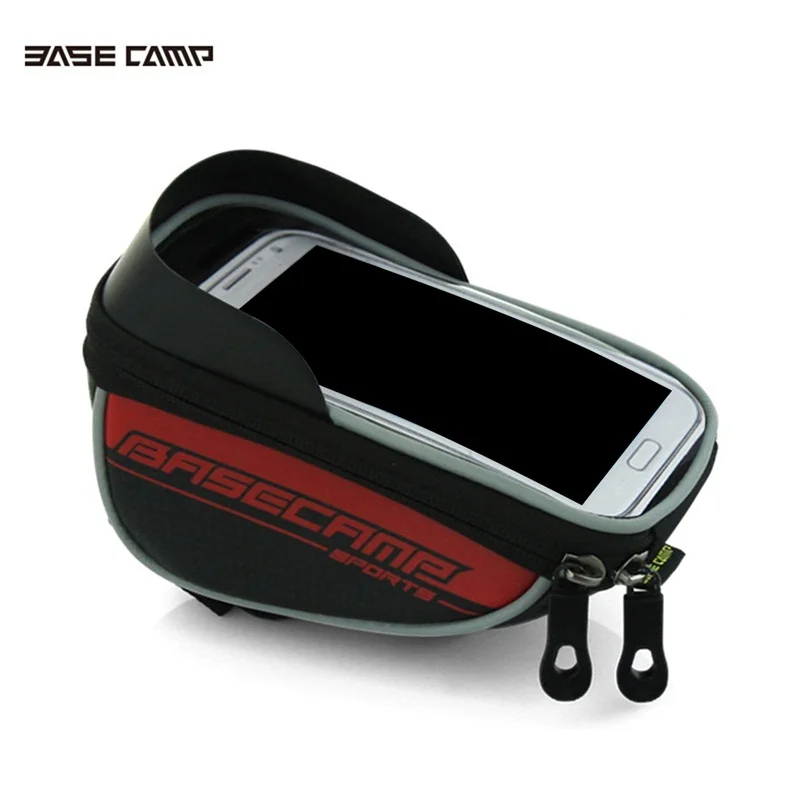 Bicycle bike Front top Frame Handlebar Bag Pannier Waterproof Mountain Road pack GPS Touch Screen Case For 5.5" Mobile Phone - Color: red