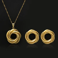 Золото Цвет комплекты украшений из бусин в виде доллара кулон/цепи Цепочки и ожерелья/серьги шарика для Для женщин арабских/Африка Эфиопии ювелирных изделий