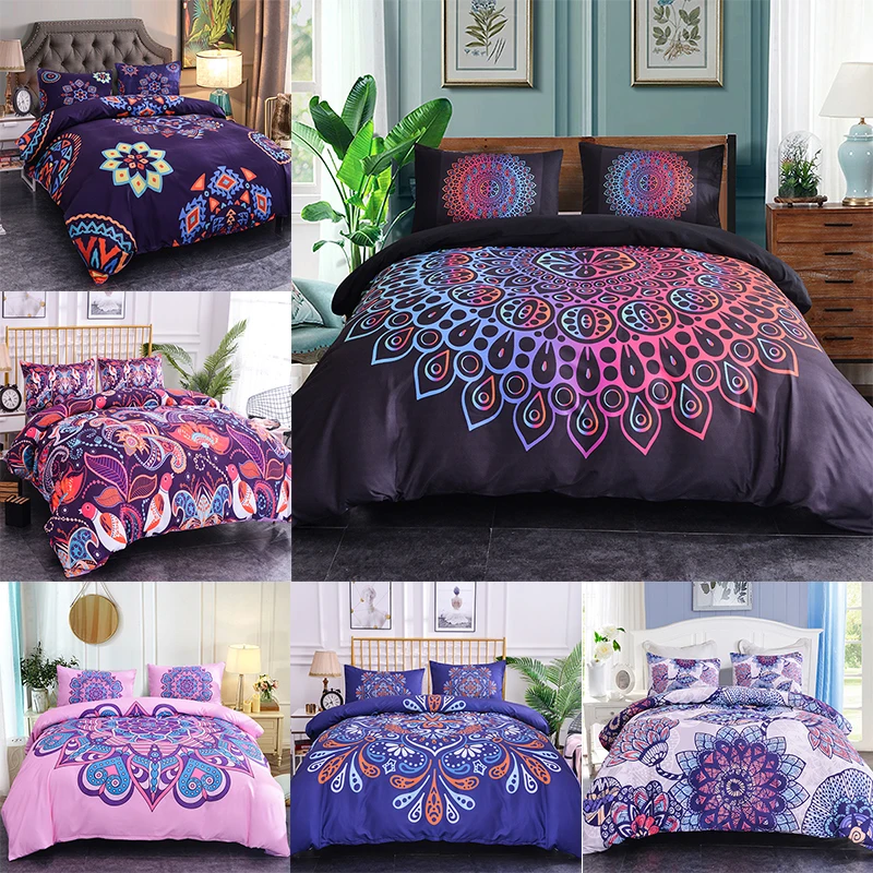 

Boniu Bohemian Mandala Pattern Bedding 2/3pcs Geometric Print Duvet Cover Pillowcase Queen King Size Comforter Bedding Sets