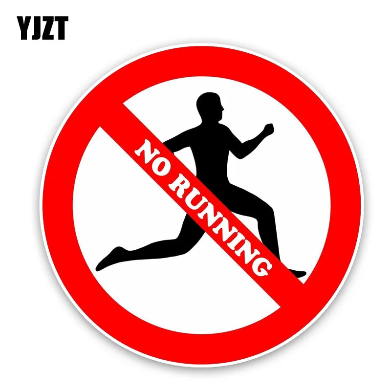 

YJZT 10CM*10CM Creative No Running Warning Funny PVC Decal Car Sticker 12-0204