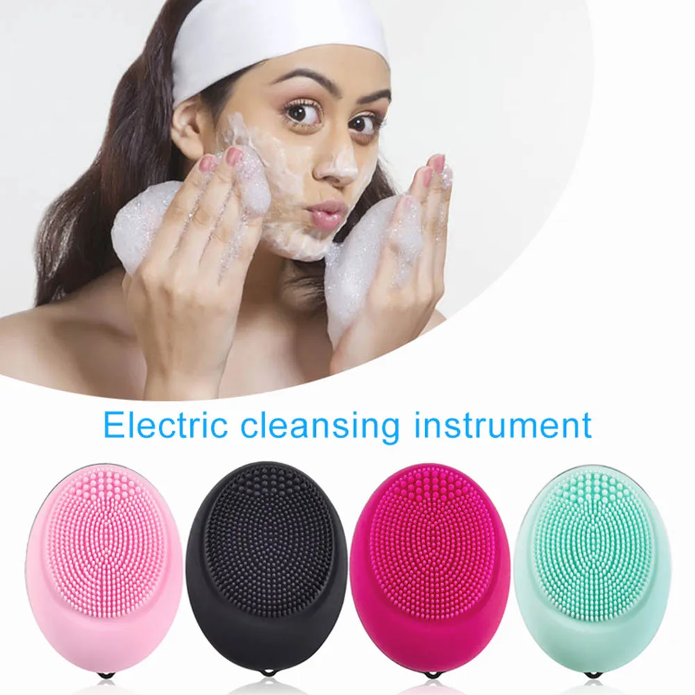 1pc Silicone Face Cleanser Brush Ultrasonic Waterproof Facial Deep