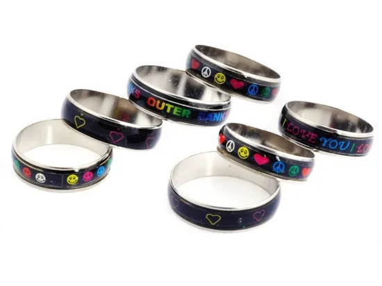 AOMU, 20 шт, разноцветные кольца с английскими буквами и надписью "ful Love Peace" для мальчиков и девочек