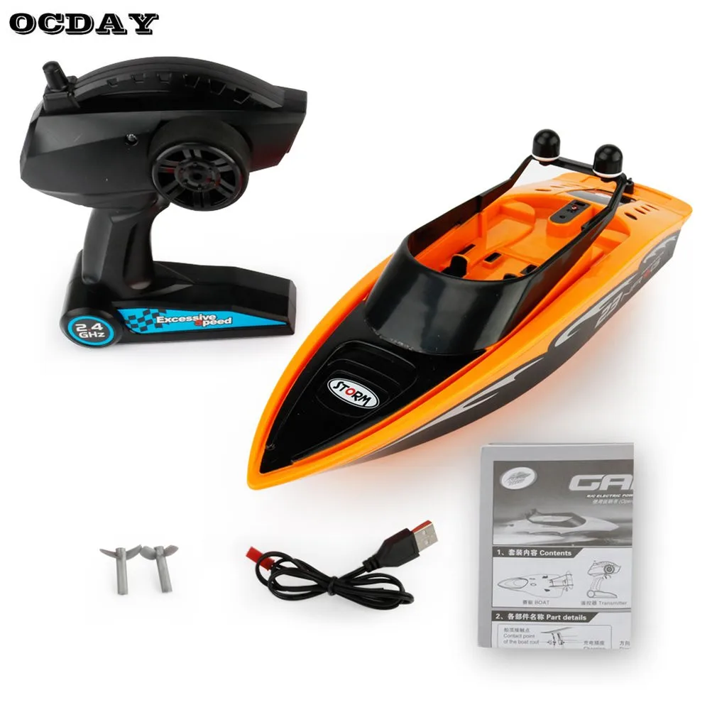 

High Speed RC Boat 2.4GHz 4 Channels Brushed Racing Radio Remote Control Boat with USB Rechargeable Electric RC Speedboat