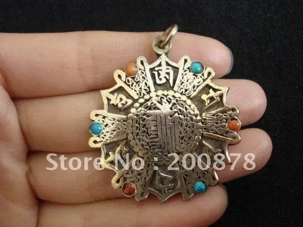 

Tibetan JewelryTBP106 Tibetan brass six words mantras Amulets35mmOM pendant