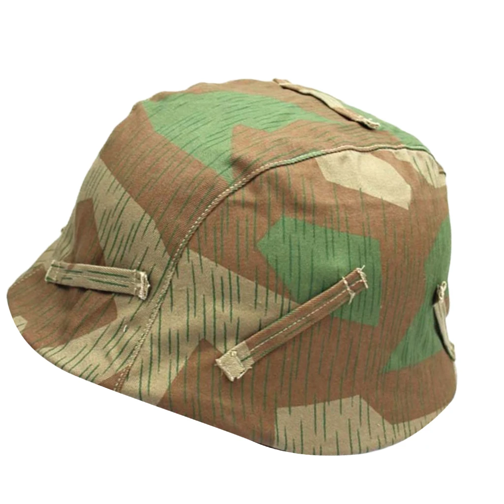 Repro WWII German M35 M40 M42 Camouflage Reversible Helmet Cover Splinter Camo for Outdoor Hunting Field Survival Activities