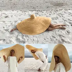 Складная Солнцезащитная пляжная соломенная большая травяная шляпа, модная, большая, солнцезащитная, Солнцезащитная Соломенная шляпка