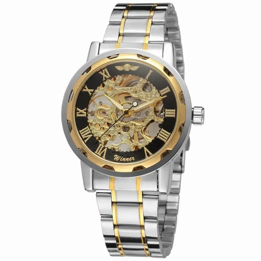 

Winner Men Luxury Automatic Mechanical Hand-Wind Watch Sport Designer Stainless Steel Strap Casual Wrist Watch