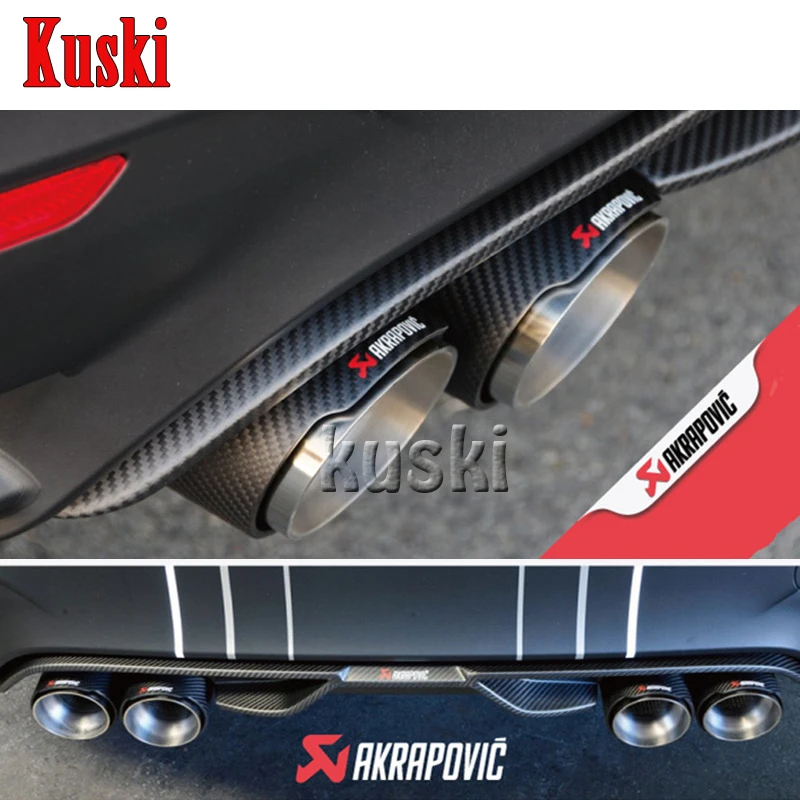 

1X Car Styling Akrapovic Carbon Fiber Exhaust End Tips Exhaust pipe For BMW Audi VW Accessories Inlet (63mm) Outlet (101mm)