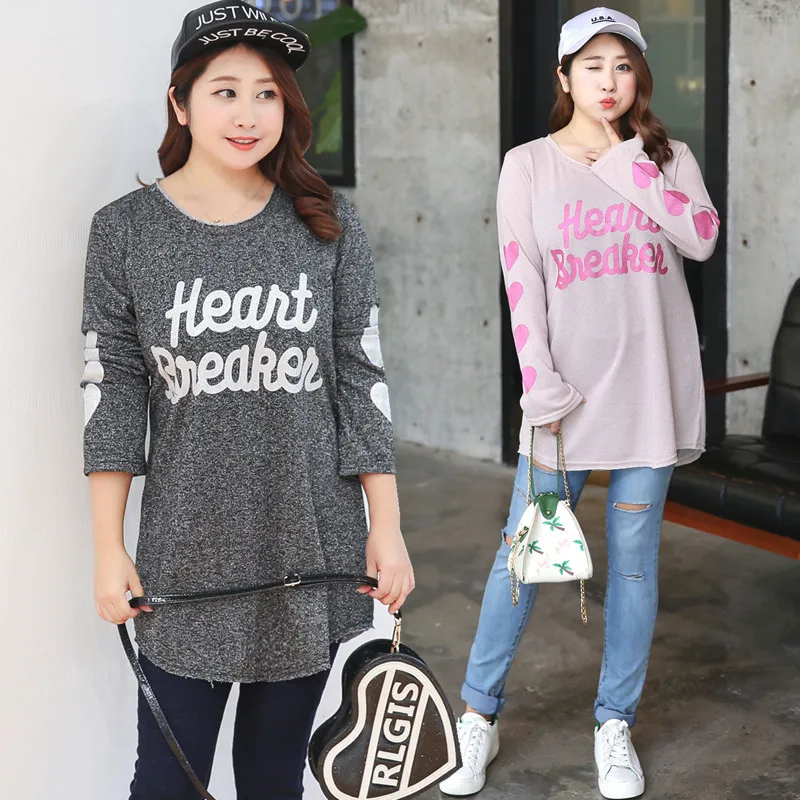 

Korean Style Casual Full Sleeve Long Letter O-Neck Plus Size XL-4XL Women T-Shirts 2019 Spring New Top Selling Lady Tees