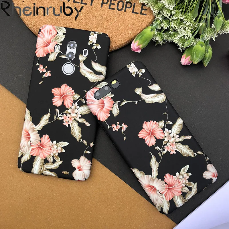 Rheinruby Retro Rose Flower Marble Case For Huawei Mate 20 Pro X P10 P20 10 Honor V10 Hard PC Cover |