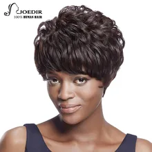 Joedir Brazilian Virgin Hair Wavy Short Human Hair Bob Wigs For Black Women 10 Inch Color 2 Wigs With Baby Hair Free Shipping