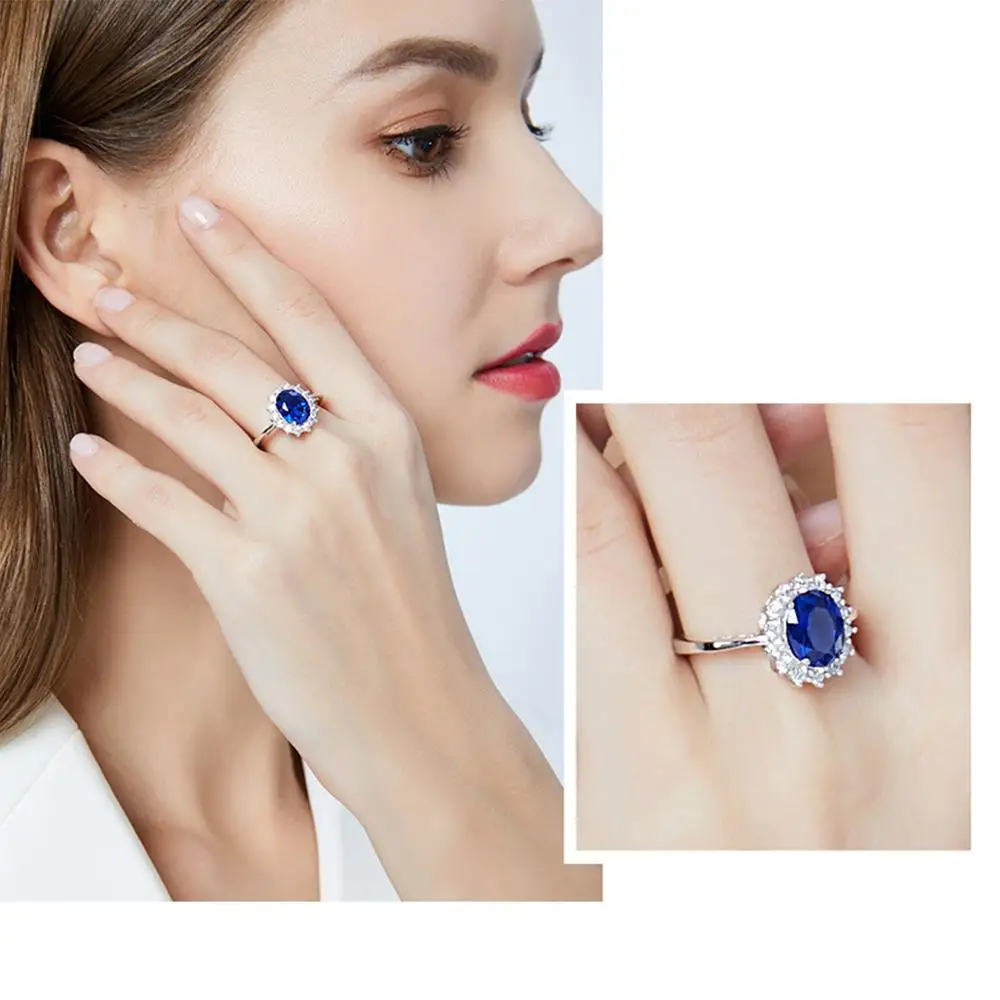 BALMORA Принцесса Диана Вильям Кейт кольца Синий обручальное кольцо из стерлингового серебра 925 пробы для женщин