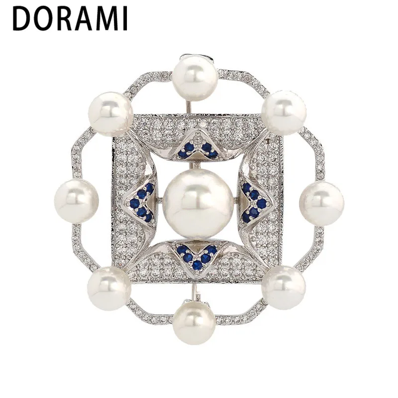 

Dorami Square geometry Brooch silver for women with pearl Personality High quality Birthday gift Free shipping Luxury jewelry