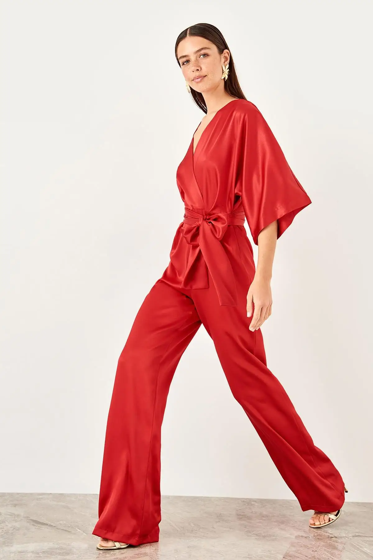 Trendyol красный комбинезон с поясом TPRSS19YL0038| |