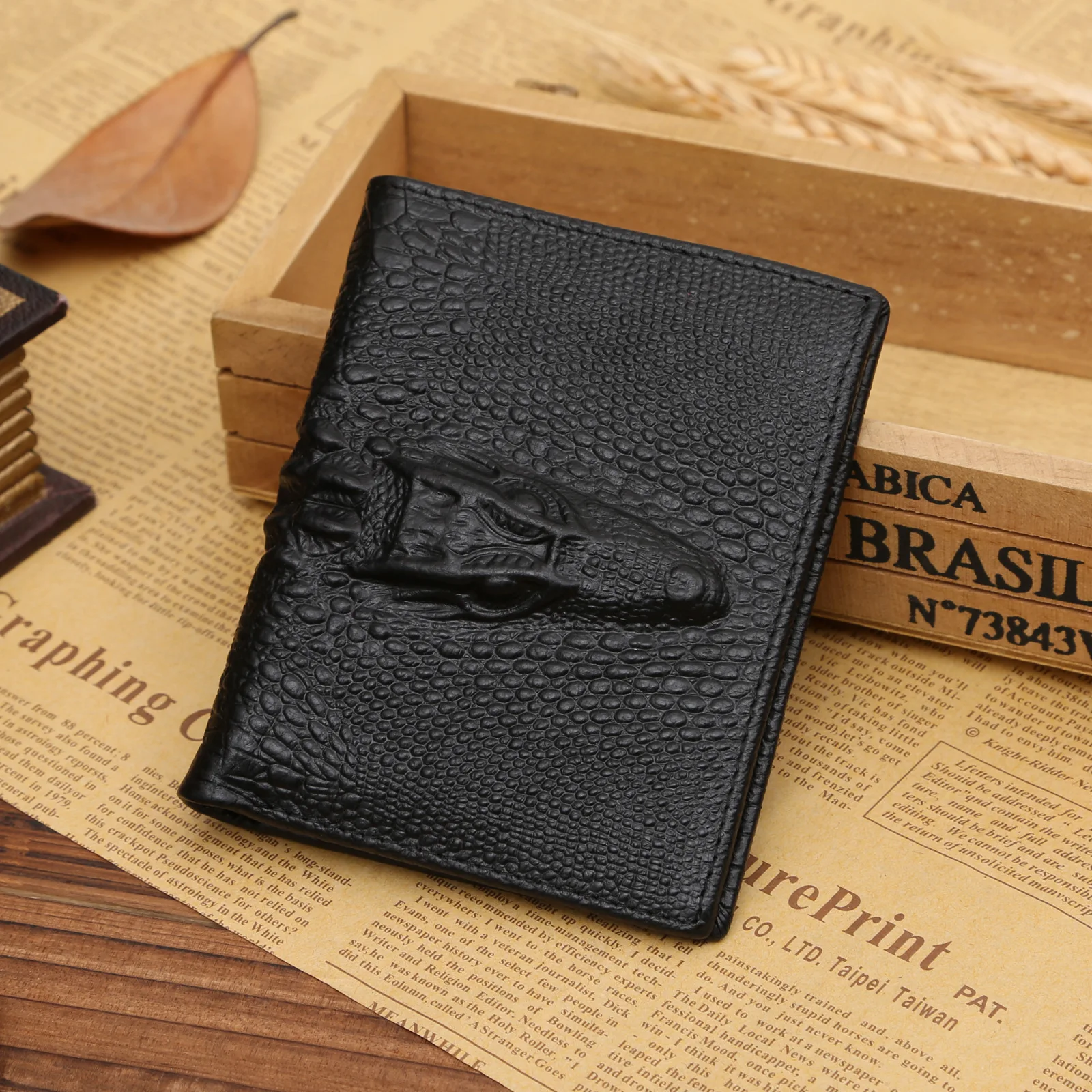 JINBAOALI Vintage Alligator Top Kulit Buaya Pola Dompet Buaya Clutch JINBAOALI Vintage Alligator Top Kulit Buaya Pola Dompet Buaya Clutch Purse Tersembunyi Saku Dompet Kulit Pria Walet di Dompet dari Bagasi & Tas