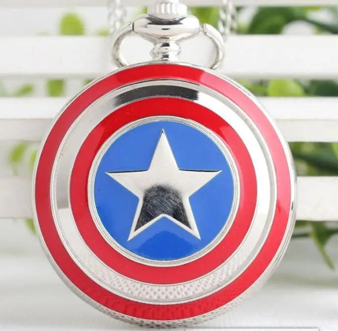 Капитан Америка кварцевые карманные часы ожерелье подарок