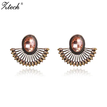 

Ztech Bohemia Stud Earrings Women Accessories Fan Shaped Crystal Handmade 3 Colors Trendy Earrings Gifts Party Jewelry Bijoux