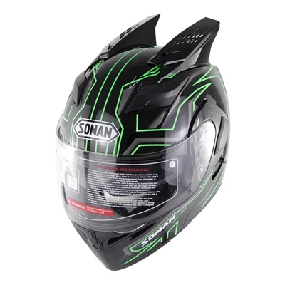 

Dot Double Sun Visor Flip Up Helmet Motorcycle Helmets Motorbike Capacete Moto Casco With Horn