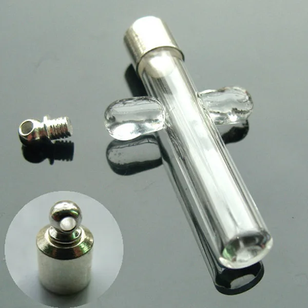 6MM Cross With Screw Cap Rice Pendant Vial Glass Vial Pendant tiny vial