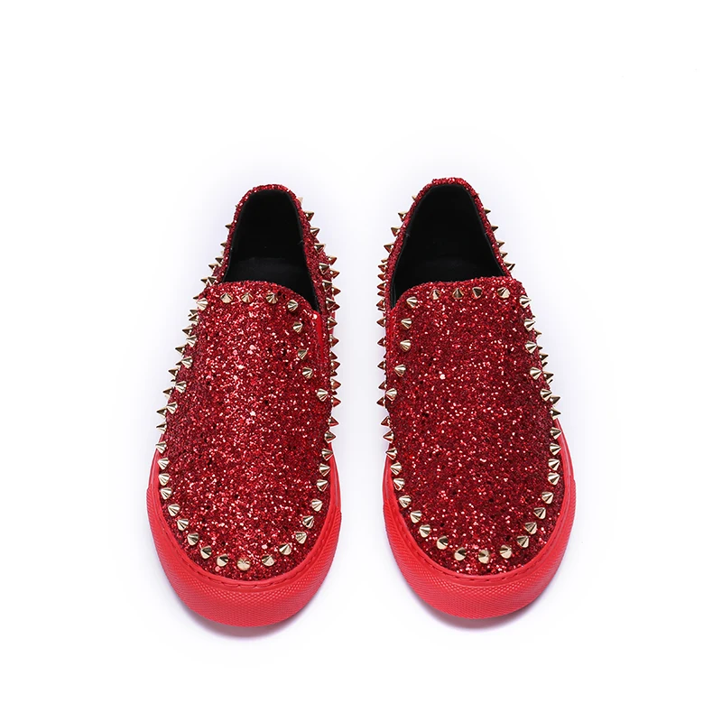 Rivet Luxury Brand Red Mens Loafers