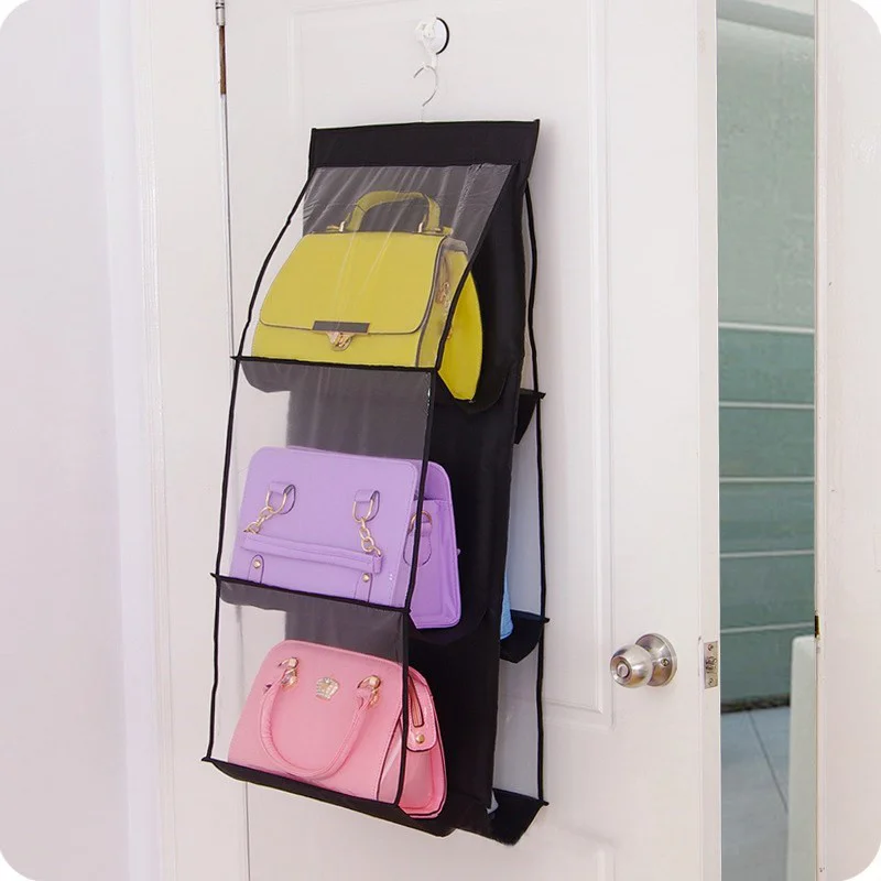 

Family Organizer Backpack Storage 6 Pocket Wardrobe Rack Hangers Cute Purse Bag Hanging Storage Bag Household Shoe Supplies