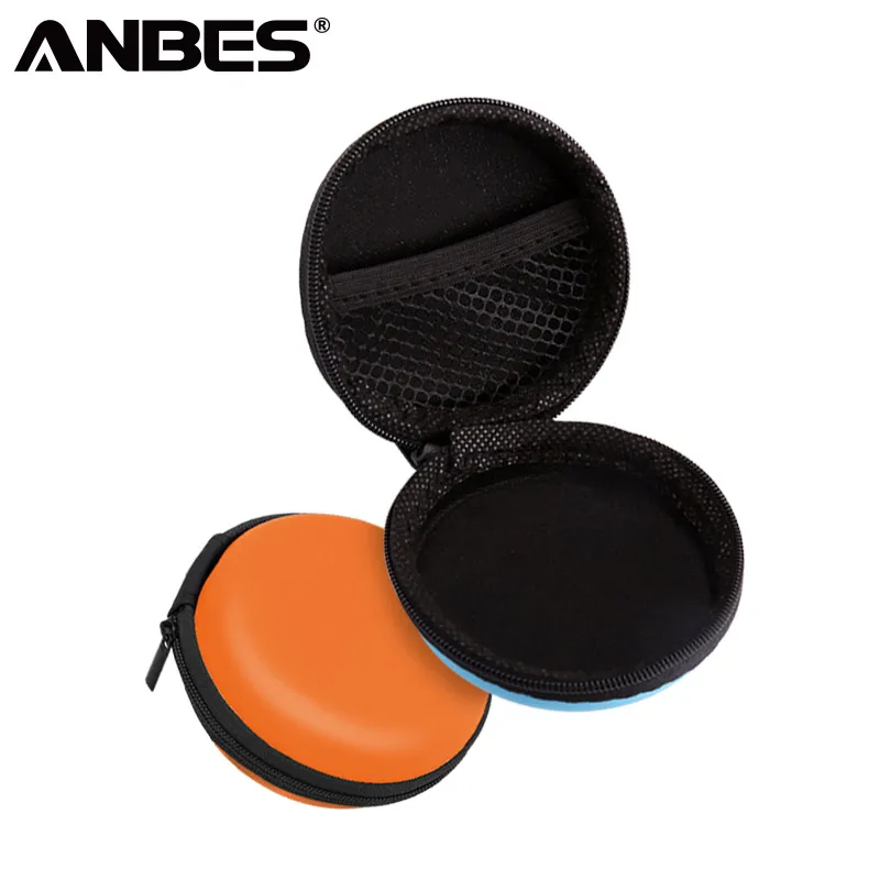 

ANBES Portable Case for Headphones Case Mini Zippered Round Storage Hard Bag Headset Box for Earphone Case SD TF Cards Earpiece