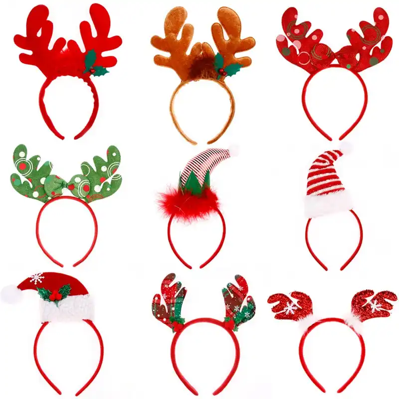 Рождественские повязки на голову эльфы вечерние шапки Рождественские оленьи рога Костюмные обручи на голову для рождественских празднико...
