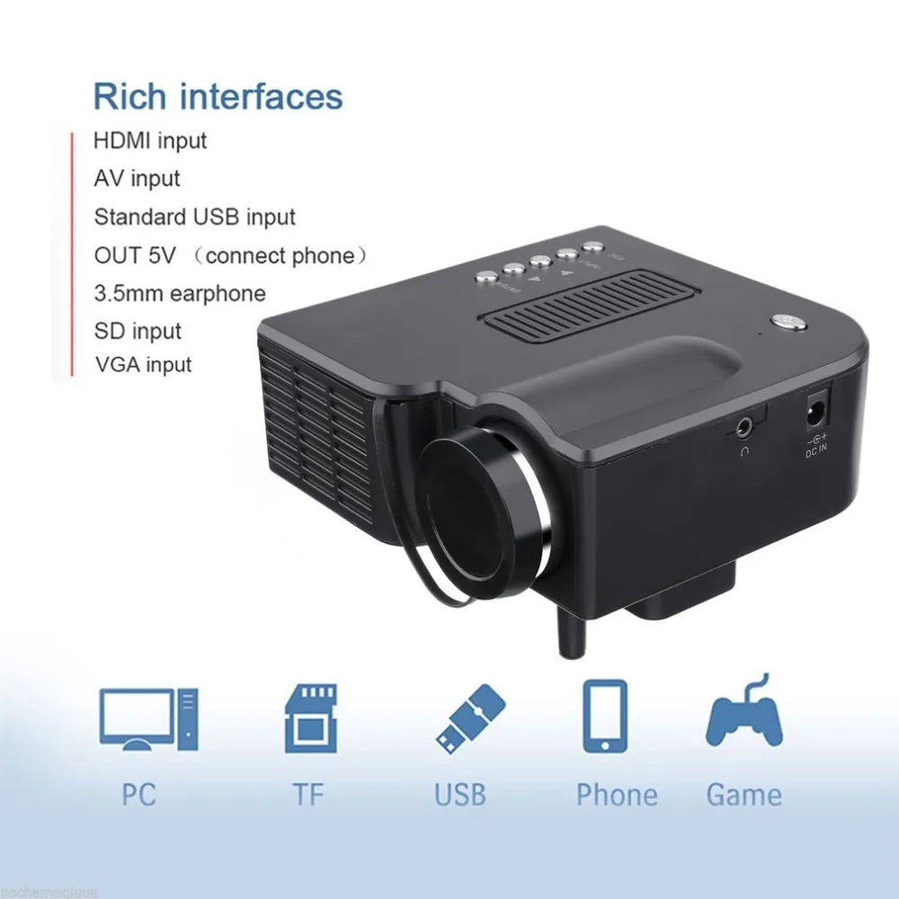 UC28 + البسيطة المحمولة 1080 P HD العارض LED LCD المنزل مسرح سينما ترقية HDMI واجهة الترفيه متعاطي المخدرات proyector