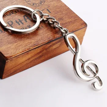 

Free shipping Silver Plated Musical Note Key chain For Car Metal Music Symbol Key Ring Keychain For Men Women Trinket