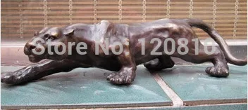 

001674 West Signed Bronze Copper Statue Art leopard catamount Sculpture Statue