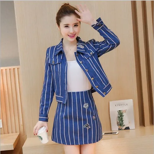 plus size denim skirt and jacket set