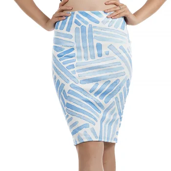 

2018 OL Skirt Fashionable Style Opening Split Show Thin High Waist Printing Medium Long Bag Buttock Skirt Hundred Ties OL Skirt