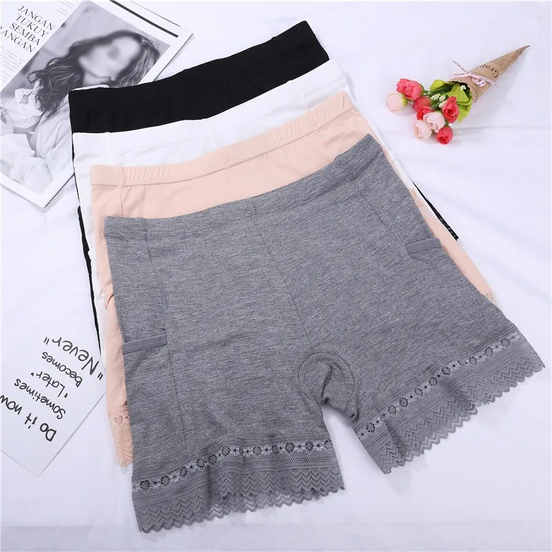 

Sexy Women Safety Short Pants Lace Stitching Pocket Short Underwear Modal Safety Short Pants