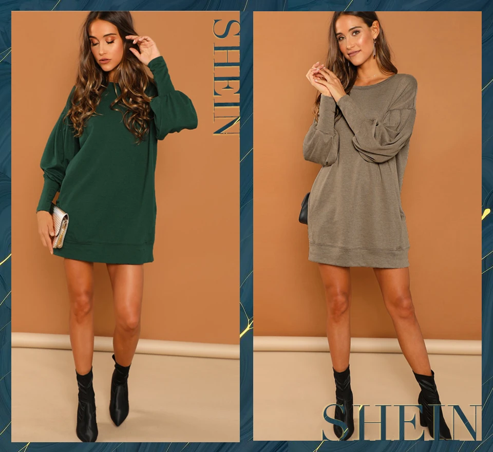 SHEIN Платье-Свитер С Капюшоном, Женское Повседневное Платье-Толстовка С Длинным Рукавом, Спортивное Теплое Платье