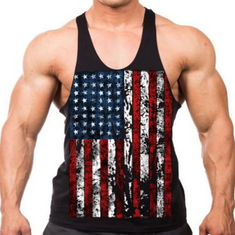 

Tank Top Men 2018 Brand Male Printing U.S Flag Sleeveless Vest Clothing Bodybuilding Top Tank Mens Jersey S-XXL