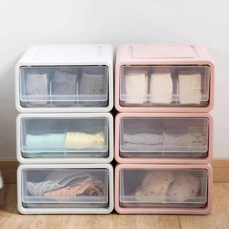 

Drawer Type Underwear Storage Box Organizer Plastic Underwear Box Transparent Compartment Socks Underwear Storage Container