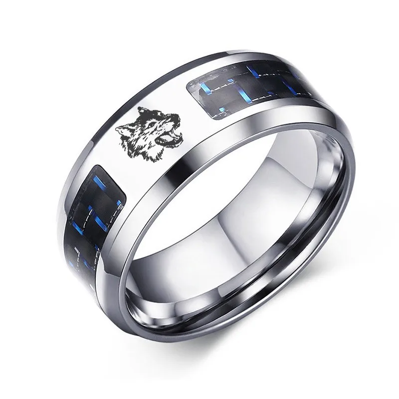 Персонализированная Мужская кольцо Созвездие волк Дракон Вики из нержавеющей стали - Цвет основного камня: Wolf head