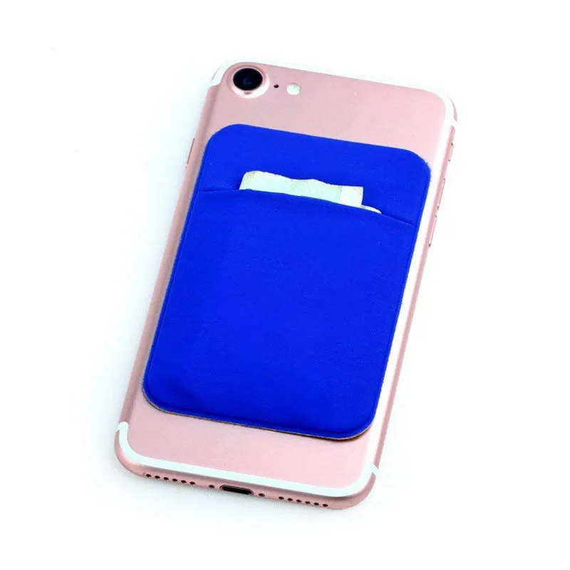 Эластичный лайкра клей Чехол-бумажник для сотового телефона кредитный ID держатель для карт стикер карман - Цвет: Синий