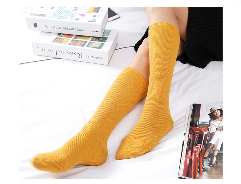 Hot Harajuku Cool Socks Art Women Fashion Cotton socks Comfortable Four Seasons Solid Simple Female Sox In Winter Autumn (2)
