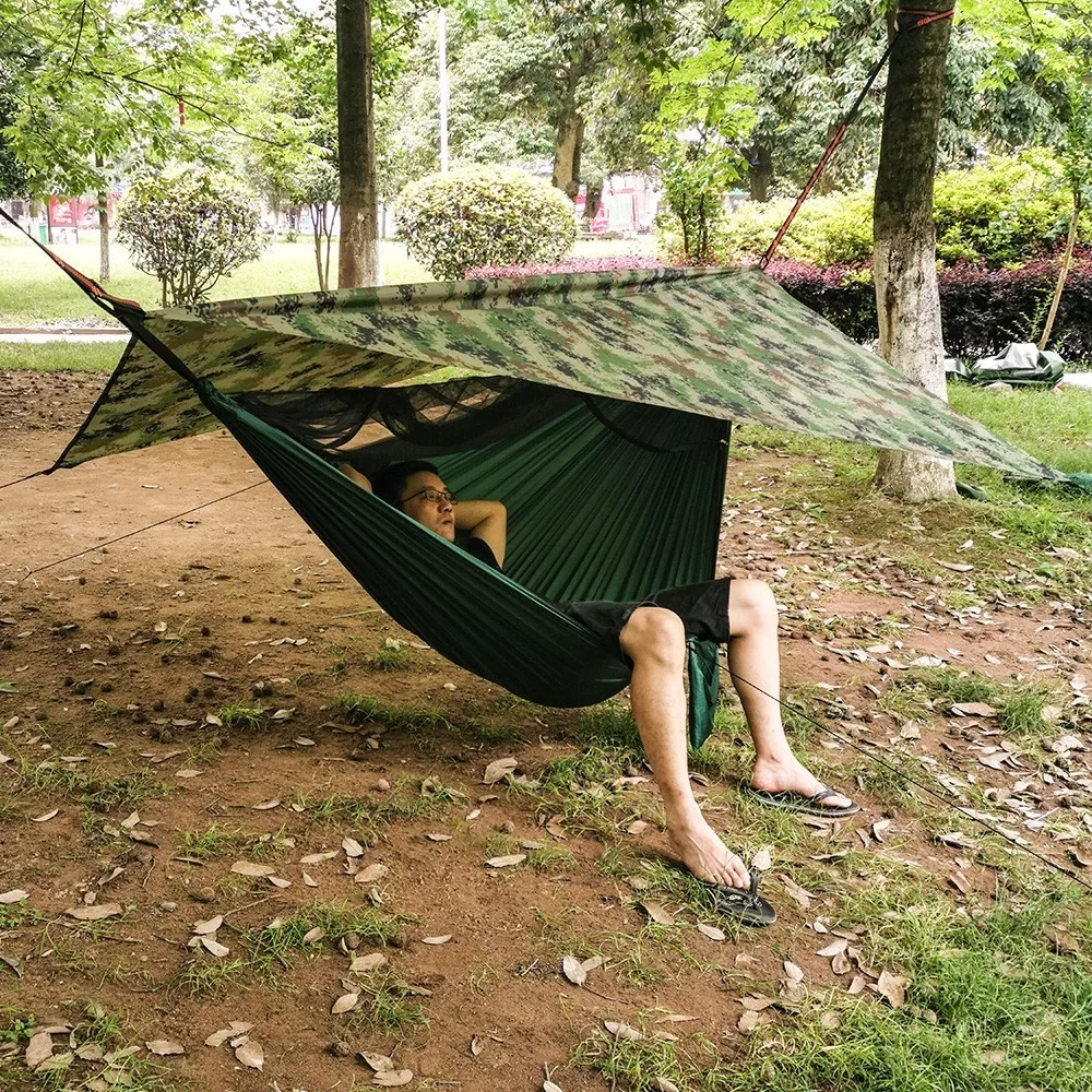1 Set Of Netting Hammock+Canopy Tent For Outdoor Camping Portable Mosquito Free Rain Fly Tarp Parachute Swing Bed Waterproof 1 Set Of Netting Hammock+Canopy Tent For Outdoor Camping Portable Mosquito Free Rain Fly Tarp Parachute Swing Bed Waterproof