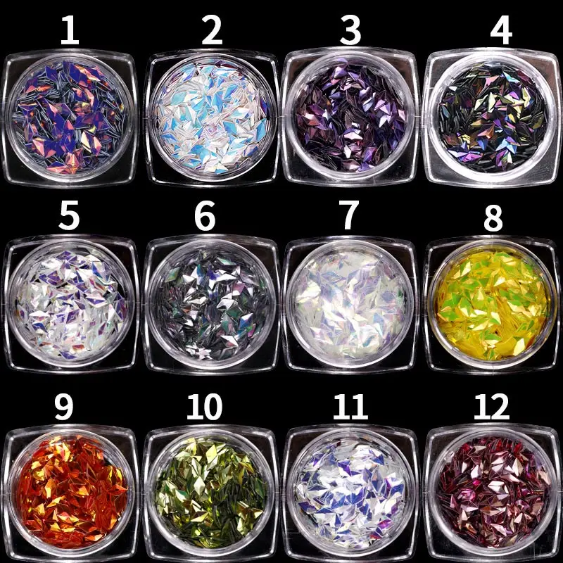 Стикер для дизайна ногтей красочные Блестящие Блестки Хамелеон Геометрия 3D