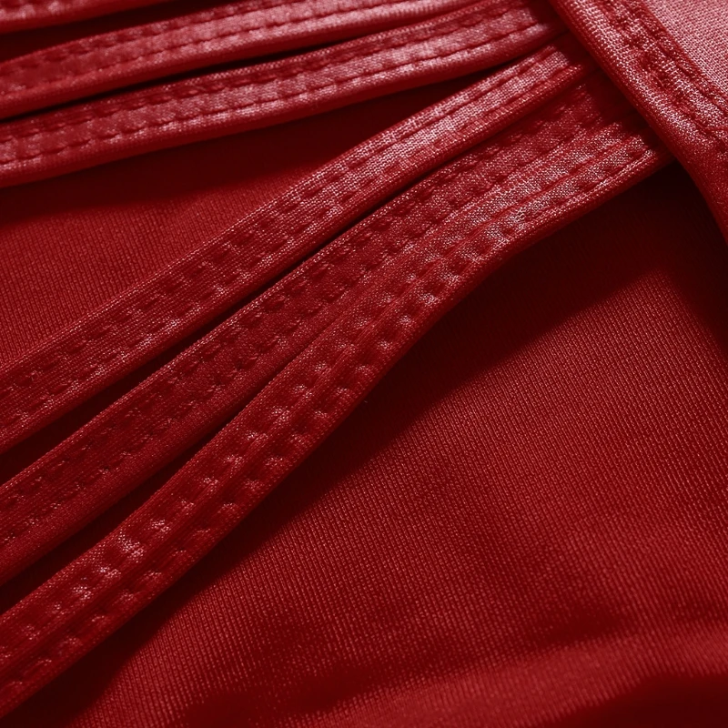 KLV новое женское сексуальное черно-красное платье с открытой спиной и бандажным облегающее из искусственной кожи