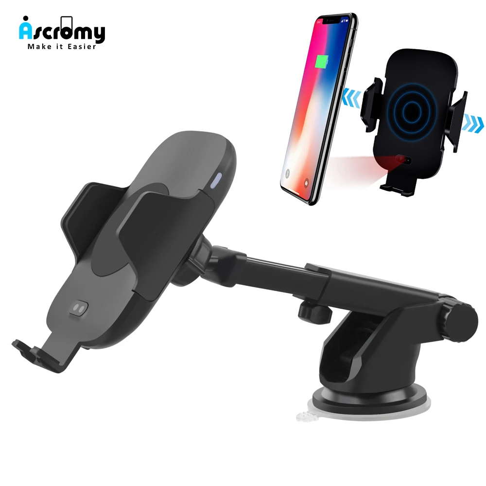 

Ascromy Qi Car Bracket Wireless Charger For iPhone XS Max 8 Plus X XR Samsung S9 S8 Plus Note 9 8 Infrared Sensor Fast Charging